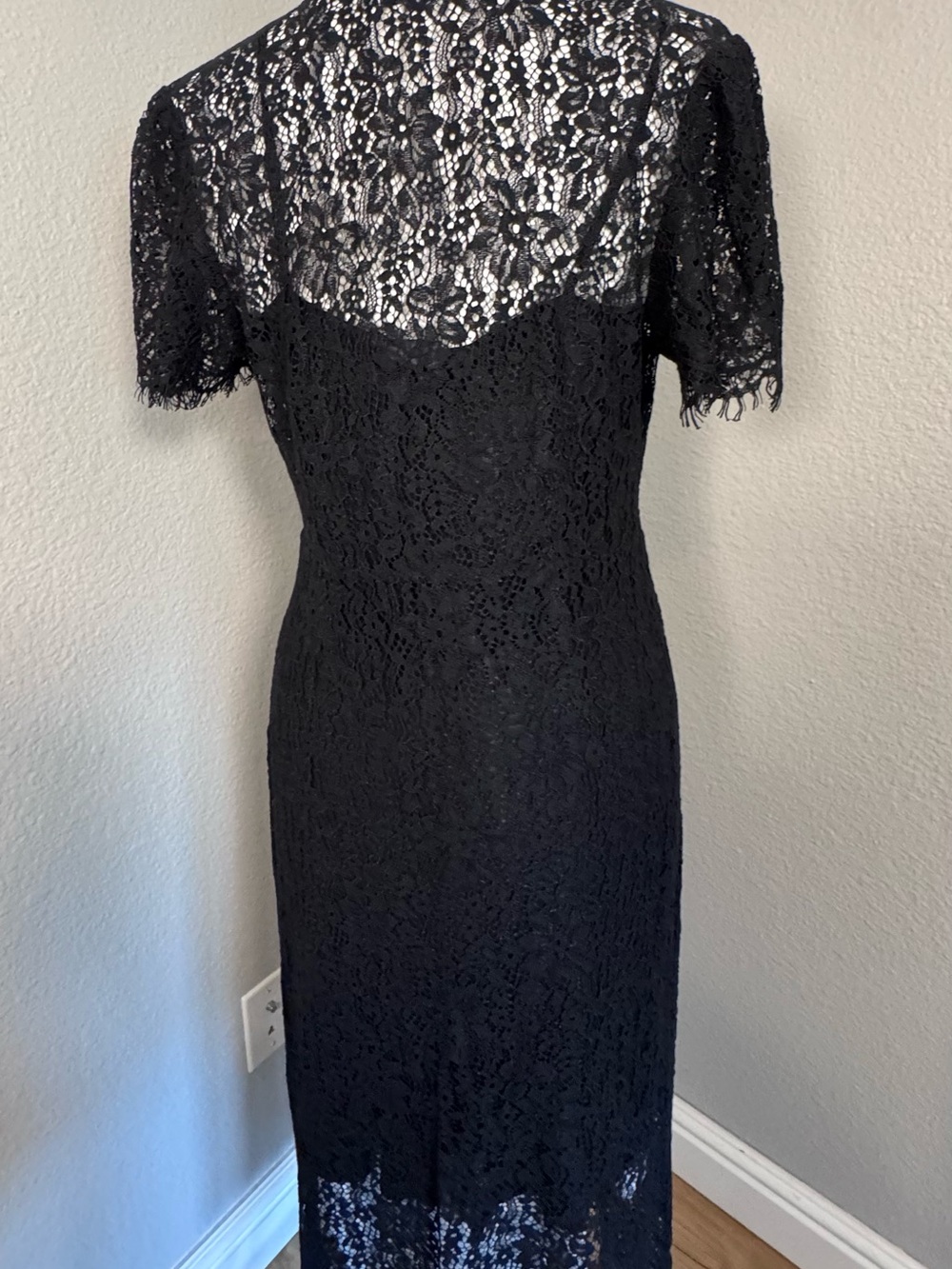 GAP NWT Black Lace Sheer VNeck Midi Dress Removable Cami,Witchy, Whimsiegoth - Picture 3 of 11